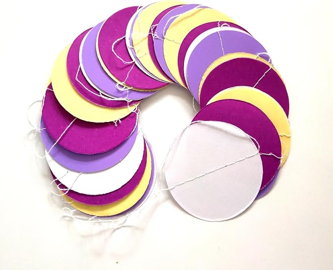 Party Decorations 52 Ft Big Star Garland Circle Dots Garland Paper Backdrop Streamer for Graduation Birthday Bachelorette Engagement Wedding Bridal Shower Baby Shower (Purple Set)