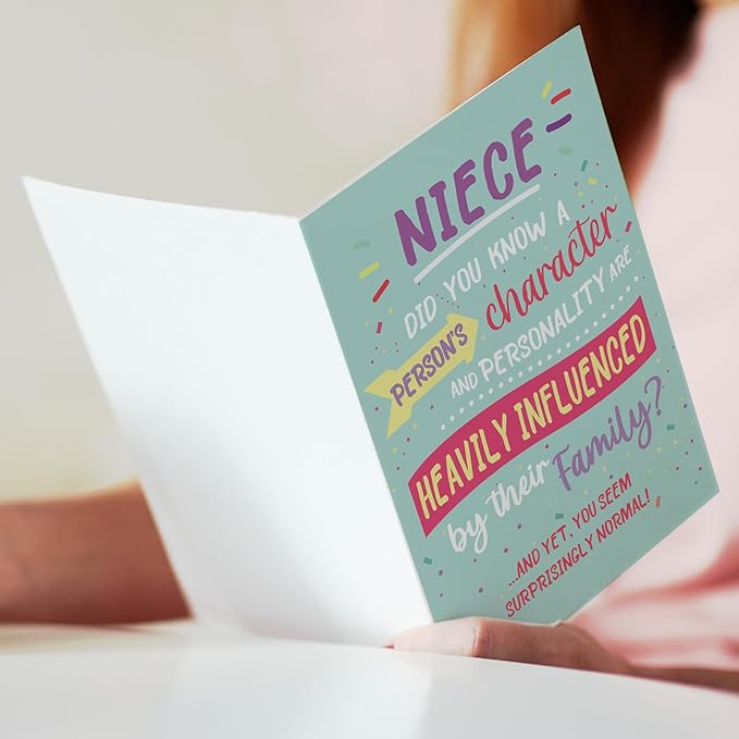 Funny Niece Birthday Card, Cute Birthday Card Gift for Niece from Aunt Uncle-8x5.3 Inches, Double-Sided