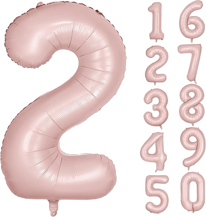 40 inch Pink Number Balloon Light Pink 2 Balloon Matte Pink Number 2 Balloon for 2nd Birthday Party Decorations