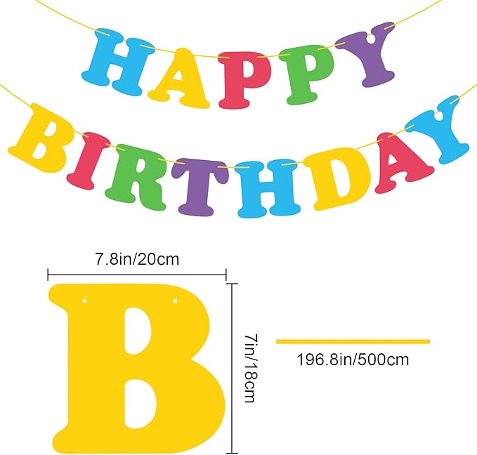 Colorful Happy Birthday Banner Rainbow Bunting Party Banner for Kids Boys Girls Birthday Party Decorations Party Supplies