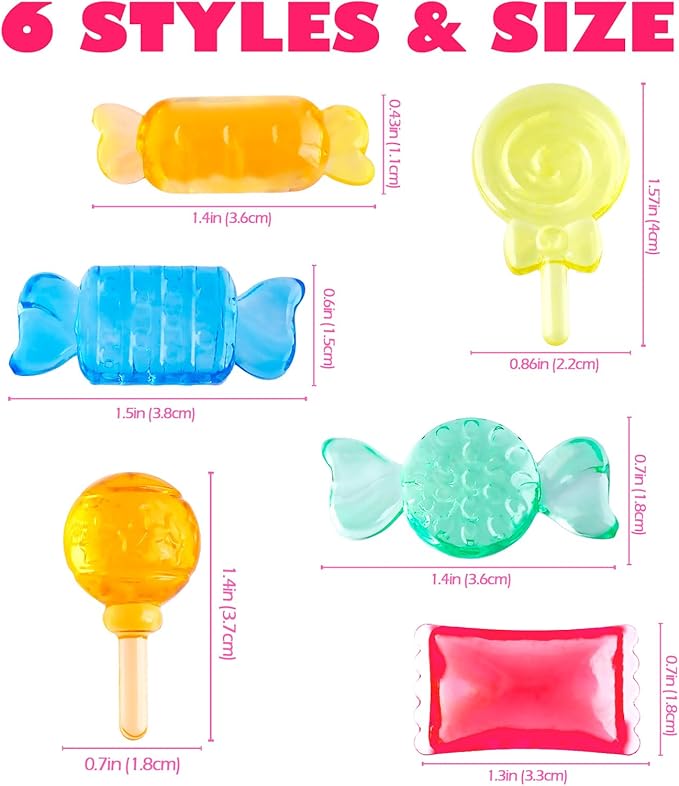Niceup Plastic Candy Toys Lollipop Fake Sweets 160pcs Small Candyland Décor Party Favors Resin Figurine Slime Charms for Easter Egg Birthday Pinata Goodie Bag Fillers, Rave Trinkets