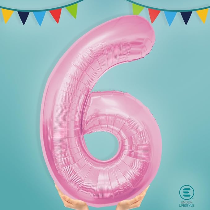 40 Inch Large Pink Number Celebration and Decoration Balloon for Birthday Parties, Graduations, Anniversaries, Weddings, Photo Shoots, Special Events - Helium Foil Mylar (Pink Number 6)