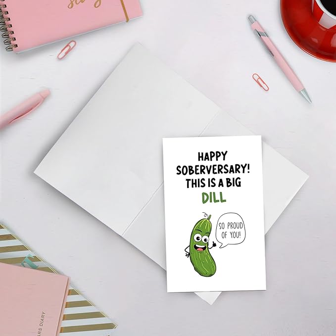 SuperShunhu Funny Sobriety Card for Him Her, Humorous Sober Card for Women Men, Sober Anniversary Card for Friends Family, Happy Soberversary Card, Adorable One Year Sober Card