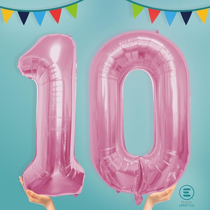 40 Inch Large Pink Number Celebration and Decoration Balloon for Birthday Parties, Graduations, Anniversaries, Weddings, Photo Shoots, Special Events - Helium Foil Mylar (Pink Number 10)