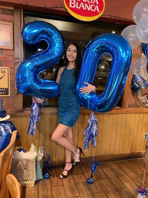 Navy Blue Number Balloon 40 Inch, 0 Number Balloons, 10 20 30 40 50 Numbers Balloon Birthday Decorations, Blue Party Supplies for Boy Men