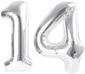 Number 14 Balloons, Large 14th Silver Birthday Decorations for 1 4 14 41, 40 Inch Foil Balloon for Wedding Engagement Photo Shoot Memorial Day's Supplies