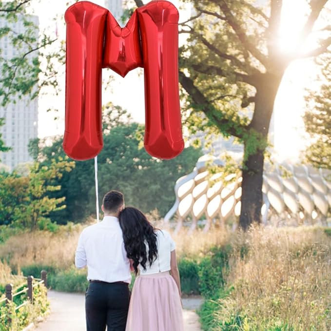 TONIFUL 40 Inch Large Bright Red Letter Balloons A-Z, Giant Jumbo Helium Foil Mylar Big Letter M Balloons for Birthday Party Anniversary Wedding Decorations