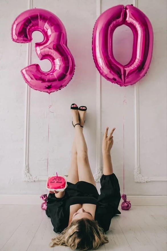 40 Inch Numbers Balloon, Rose Purple Balloons for Birthday Party Decoration, Foil Number 0 Ballon for 0, 10, 20, 100, 2026 Celebration, Birthday, Baby Shower, Anniversary Decor