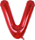 AULE red Letter Balloons V 40Inch Large Giant big Foil Mylar red V Balloon for Birthday Aniversary Party Decorations