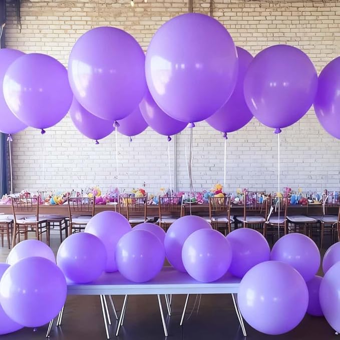 50 Pcs Giant Purple Latex Balloon Kit - Mixed Sizes 18", 24", 36" Ideal for Halloween, Easter, Weddings, Bridal Showers, Baby Showers & Events