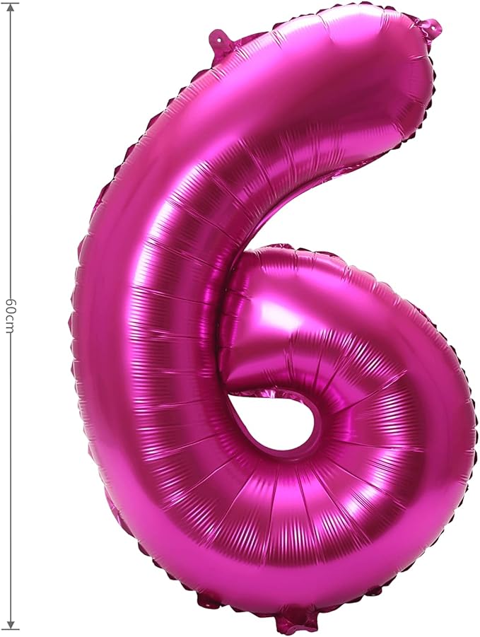 YPSelected 32 Inch Large Foil Helium Number Balloon Birthday Wedding Party 0-9 (Rose Red, 6)