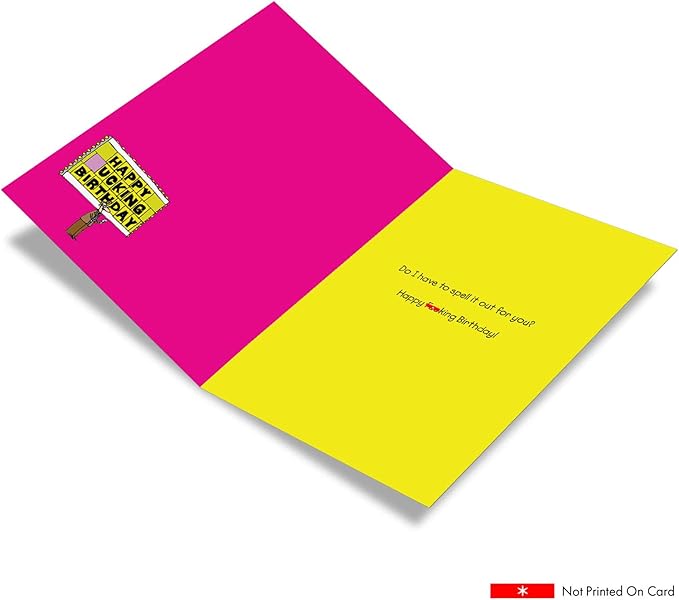 NobleWorks - 1 Happy Birthday Card Funny - Cartoon Humor for Birthdays, Stationery Joke (Buyer Discretion Advised) - Spell It Out 4366