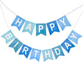 Blue Happy Birthday Banner Birthday Party Banner NO DIY Happy Birthday Sign Pre-Strung Birthday Hanging Decoration for Women Men Girl Boy Party Supplies(Blue)