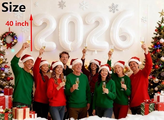 White 2026 Number Balloon 40 Inch, Foil Balloons 2026 New Years Eve Party Supplies, 2026 White 2026 Graduation Decorations, Parties Balloon Suit