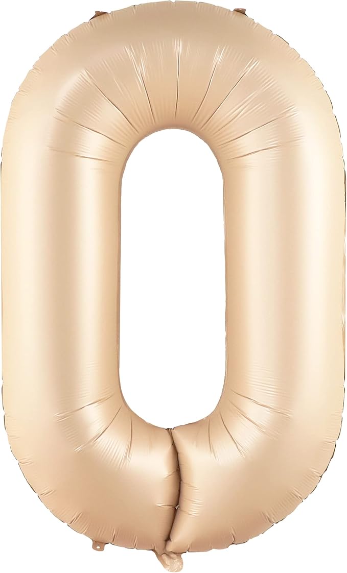 KatchOn, Gaint Caramel 0 Balloon Number - 40 Inch | Retro Apricot Number Balloons | Zero Balloon for Neutral Party Decorations | Balloons 0 Number for Blush Party Decorations