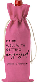 Engaged Engagement Gifts for Couples Her Engagement Party Decorations for Couple Women Wine Bag Pairs Well with Getting Engaged Wine Accessory Sets Pink Black