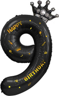 40 Inch Large Black Number Balloons Crown Big Black Digit Foil Mylar Balloons for Baby Shower Wedding Birthday Party Supplies (black 9)