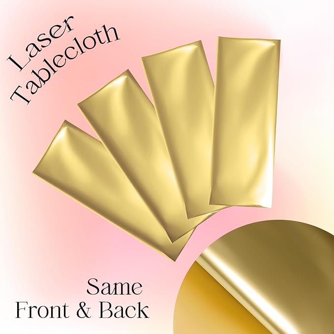 1 pcs Gold Tablecloth Plastic -Stunning Metallic Matte Finish, 40" x 108" New Year Table Cloth, Perfect for Bachelorette Wedding Graduation Birthday Party Anniversary Event Decorations