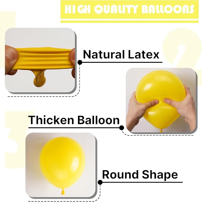 PartyWoo Yellow Balloons 152pcs Different Sizes of 18 12 10 5 Inch Matte Yellow Latex Balloon Arch Kit Garland for Easter Bee Baby Shower Sunflower Birthday Graduation Party Decorations Yellow-Y55