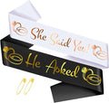 He Asked & She Said Yes Sashes Kit, Funny Rose Gold Bride to Be Sash & Gold Groom to Be Sash for Wedding Engagement Bachelorette Bridal Shower Party Decor Favors Funny Gifts (White and Black)