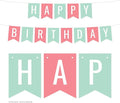 Andaz Press Hanging Pennant Banner Party Decorations, Seafoam Mint Green, Coral, Happy Birthday, 1-Pack, Approx. 5-Feet, Nautical Ocean Themed Decor