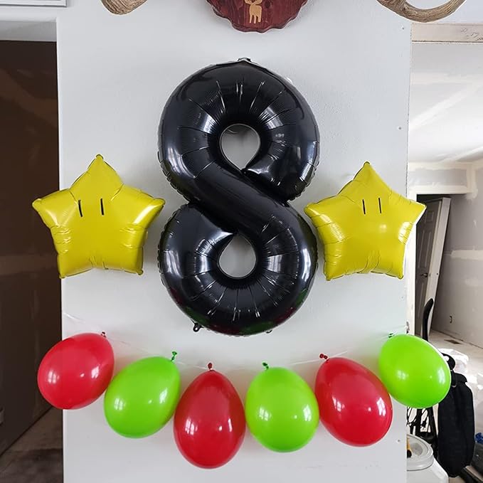 40 Inch Black Number Balloon 8, Large Number Foil Balloons Mylar for Girl Boy Birthday Party Celebration Decorations Supplies, Digital Balloons for Wedding Anniversary Events Decorations