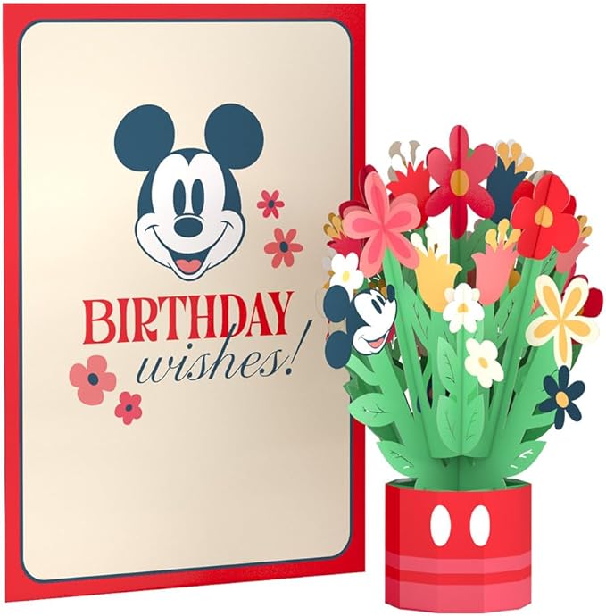 Lovepop Magical Disney Mickey Mouse 3D Pop-Up Birthday Card - for Him, Her, Kids, Boys, Girls, Men, Women - Floral Greeting Card - 5" x 7" - Envelope Included
