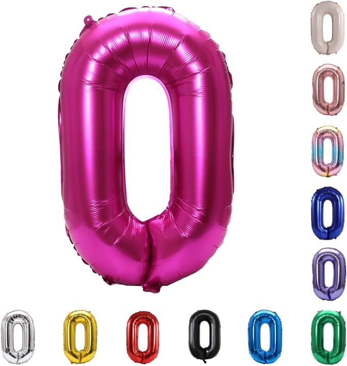 YPSelected 32 Inch Large Foil Helium Number Balloon Birthday Wedding Party 0-9 (Rose Red, 0)