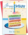 Happy Birthday Card for Son,Son Birthday Gifts from Dad Mom,Thick Card Stock with Premium Envelope 5.3in x 8in