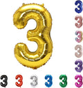 YPSelected 32 Inch Large Foil Helium Number Balloon Birthday Wedding Party 0-9 (Gold, 3)