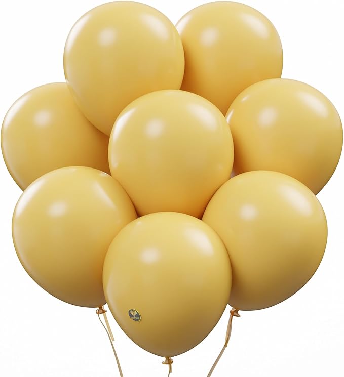 AFTERLOON® Biodegradable Balloons 100 pcs Apricot Yellow 10 Inch, Solid Color Thickened Extra Strong Latex Helium Float, for Baby Shower Gender Reveal Garland Arch Wedding Birthday Party Decorations