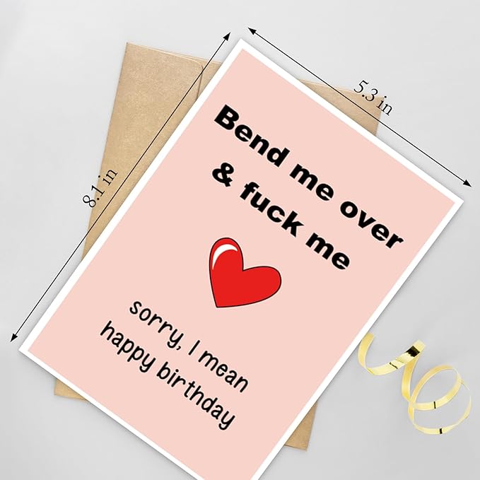 Rude Birthday Card for Husband, Naughty Boyfriend Birthday Card from Girlfriend, Dirty Birthday Card for Men, Bend Me Over & Fuck Me