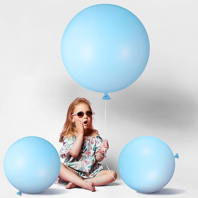 18 Pack 18/24 / 36 Inch Balloons Large Latex Giant Round Big Macaron Balloons for Wedding Birthday Party Baby Shower Decorations(Blue)
