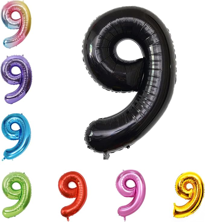 40 Inch Large Foil Helium Number Balloon Birthday Wedding Party 0-9 (Black, 9)