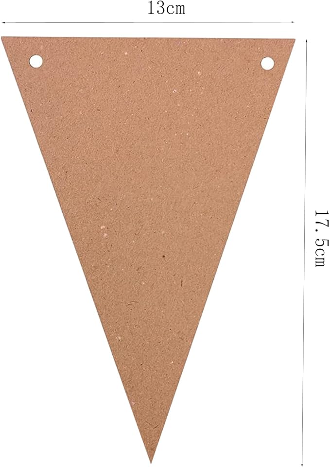 Pack 3 DIY Kraft Card Banner Make Your Own Bunting 36 Pieces 6.8 x 5.1 inch Triangle Flags Christmas Classroom Decorations Birthday Party Blank Banners with Hanging Ropes for DIY Painting Writing