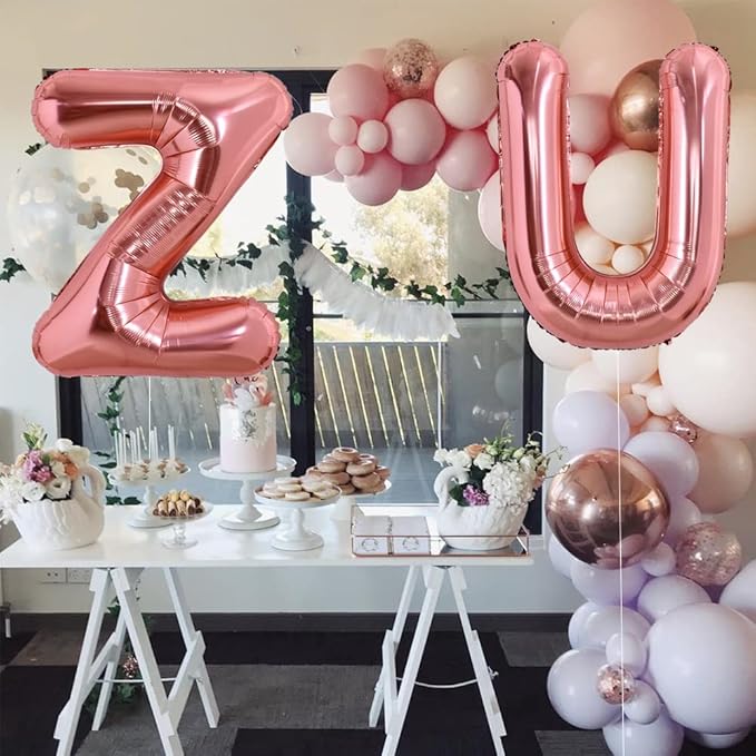 TONIFUL 40 Inch Large Rose Gold Letter U Balloons Giant Alphabet Letter Balloons,Foil Mylar Big Balloons for Birthday Party Anniversary Supplies Decorations