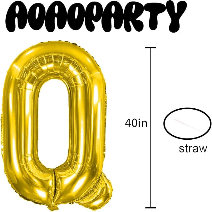 Letter Balloons 40Inch Large Giant big Foil Mylar Gold Balloons Q for Birthday Party Decorations
