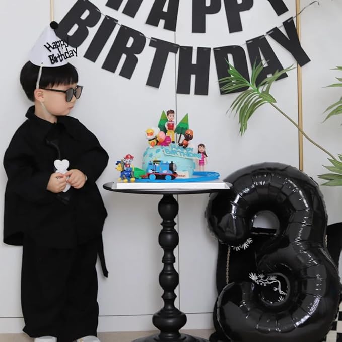 40 inch Black 3 Number Balloon Giant Foil Helium Balloons Black Large Digital Balloon 3 Number 3 Balloons for 3rd Birthday Party Decorations Anniversary Events Decoration Supplies
