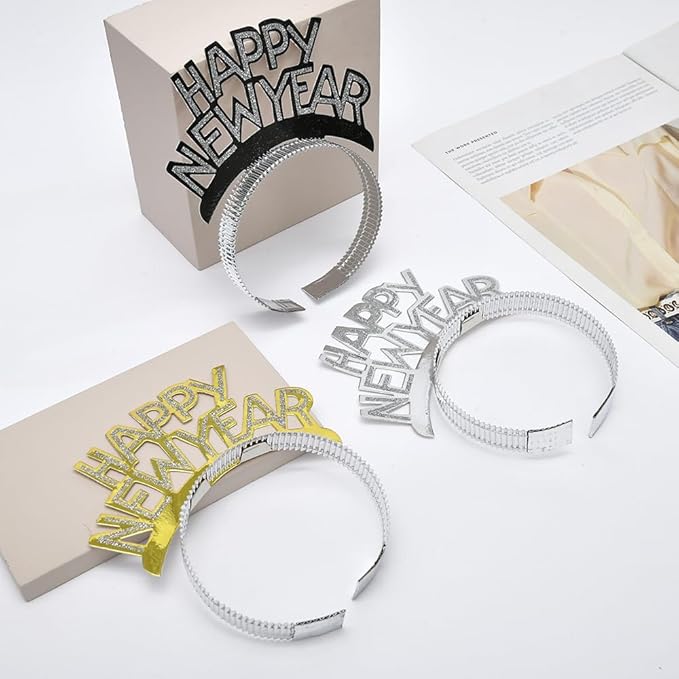 36PCS Happy New Year Decorations 2026 New Years Eve Party Supplies 2026,With 12 Happy New Year Headband Tiara,12 Noise Maker,12 New Years Glasses 2026