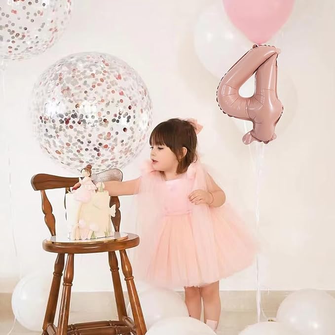 TONIFUL Balloons 16 Inch Baby Pink 0-9 Number Mylar Foil Balloons 10 Pcs Custom digitalal Balloons for 2026 New Year Eve Birthday Party Engagement Graduations Anniversary Baby Shower