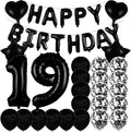 Sweet 19th Birthday Decorations Party Supplies,Black Number 19 Balloons,19th Foil Mylar Balloons Latex Balloon Decoration,Great 19th Birthday for Girls,Women,Men,Photo Props