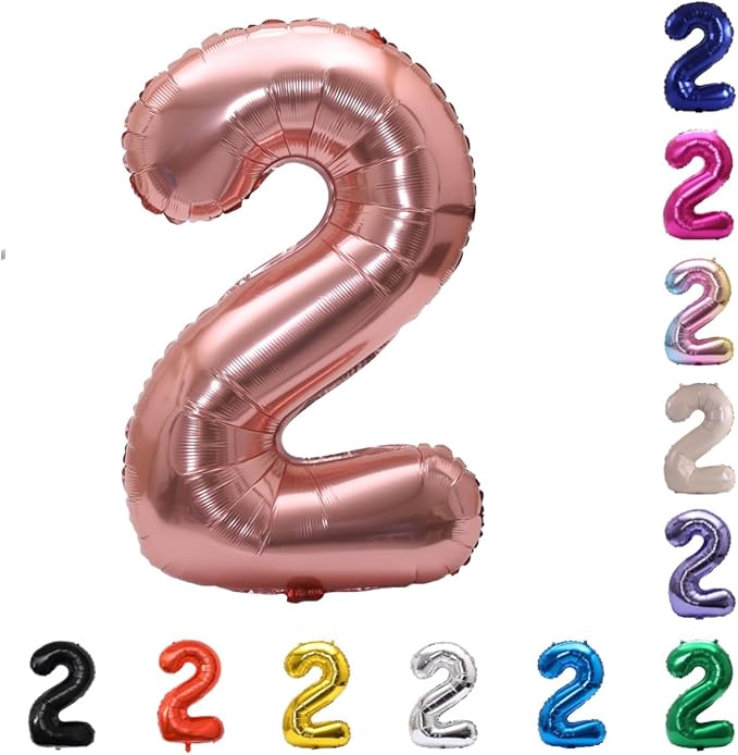 YPSelected 32 Inch Large Foil Helium Number Balloon Birthday Wedding Party 0-9 (Rose Gold, 2)