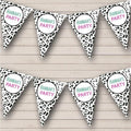 Black White Leopard Print Pastel Personalized Birthday Party Bunting - Hanging Party Decoration - Birthday Party Banner Garland | Decorative Party Supplies