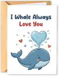 KINGNAME Cute Whale Pun Love Card for Wife Husband Partner, I Whale Always Love You, Romantic Anniversary Valentine's Day Greeting Card for Him Her
