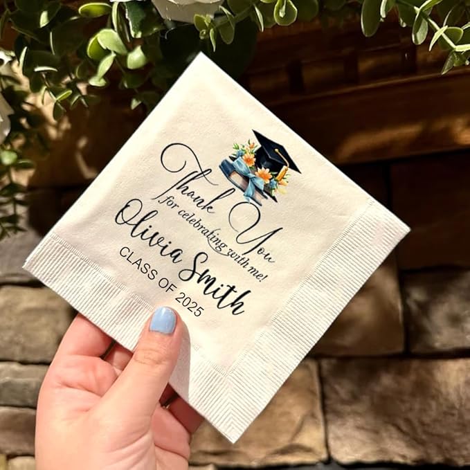 Personalized Graduation Party Disposable Napkins, Custom Grad Party Decor, Class Of 2025, Congratulations Grad, Gifts For Graduations Parties Style 5