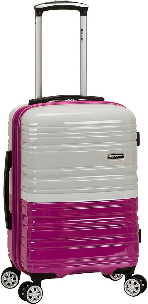 Rockland Melbourne Hardside Expandable Spinner Wheel Luggage, Carry-On 20", Two Tone White (White and Magenta)