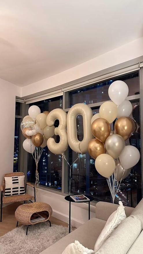 40 Inch Number Balloons, Balloons for Woman Man 10th Birthday Decoration, Cream Foil Number 10 Ballon for 10, 100 Wedding, Anniversary, Bridal Shower, Graduation, Valentine's Day