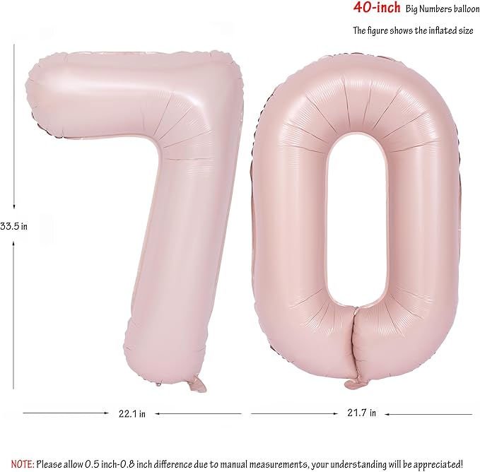 40 In Matte Pink Number Balloons Helium Foil Mylar Balloon Birthday Party banquet Decoration Digital 70