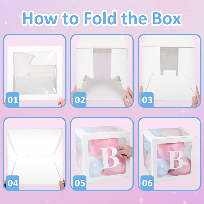 Baby Boxes with Letters for Baby Shower, Gender Reveal Decorations with Blue and Pink Balloons for Gender Reveal Birthday Wedding Baby Shower Decorations