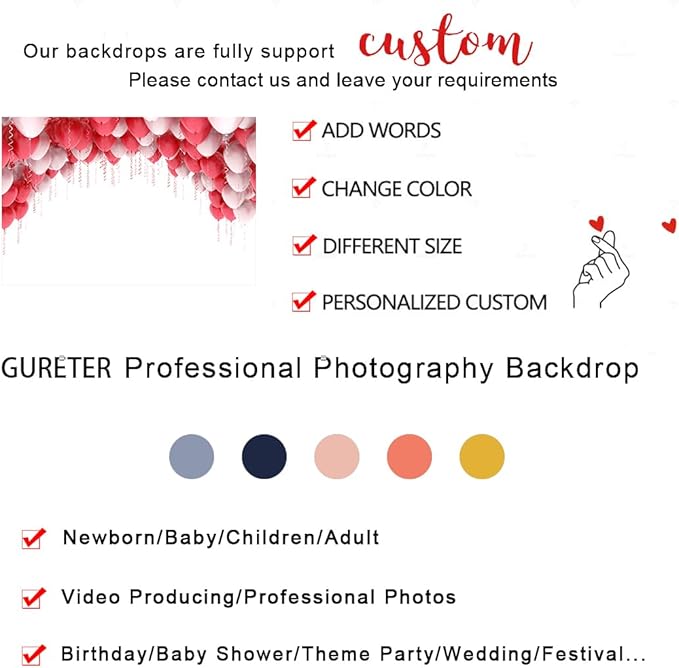 9x6ft Balloon Backdrop, Suitable for Birthday Parties, Baby Showers, Team Gatherings, and Family Gatherings and Photography Background Cloth
